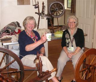 Carole Leonard and Sheila having a nice cup of tea